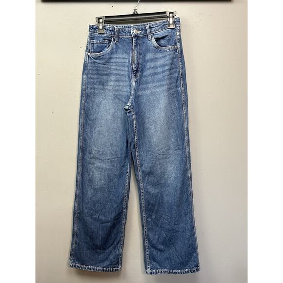 H&M Wide Leg Hi Waist Jeans‎ Girls 20 Womens 2 Blue Denim Hippie Festival - Picture 1 of 9